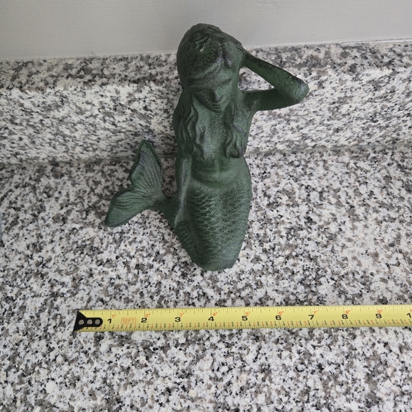 Cast Iron Green Mermaid Figurine - Picture 8 of 9
